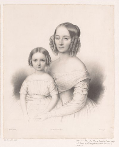 Catharina Petronella Maria Cochius 与女儿的肖像 作者 奥古斯丁·吕克·德穆西