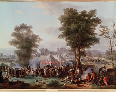 拿破仑一世皇帝的露营地，靠近奥地利埃伯斯贝格城堡，1809 年 4 月 5 日（绘画 作者 安东尼·皮埃尔·蒙金
