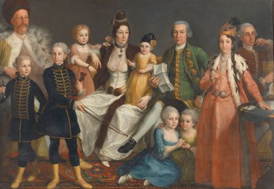 大卫·乔治·范·伦内普 (David George van Lennep) (1712-97)，士麦那荷兰工厂的高级商人和他的妻子和孩子 作者 Antoine de Favray（归因于）