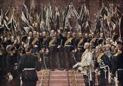 King Wilhelm I of Prussia proclaimed Emperor of a united Germany, Versailles, France 作者 安东·亚历山大·冯·沃纳（后）