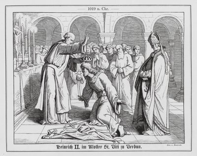 神圣罗马帝国皇帝亨利二世在凡尔登圣维特修道院接受祝福 作者 