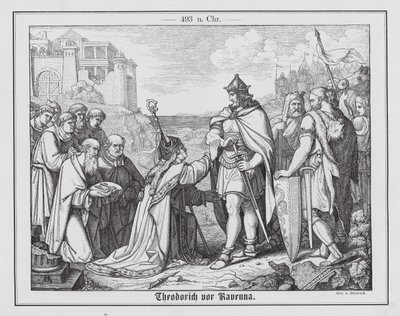 493 年，拉文纳前的狄奥多里克大帝（雕刻） 作者 