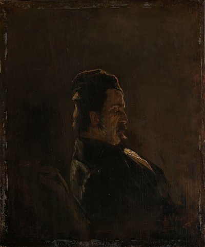 画家彼得·弗雷德里克·范·奥斯 (Pieter Frederik van Os) 的肖像 作者 Anton Mauve（艺术家签名）