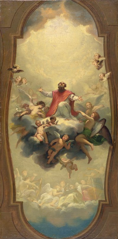 圣尤西比乌斯被带到天堂，c.1757（布面油画） 作者 安东·拉斐尔·蒙斯（Anton Raphael Mengs）