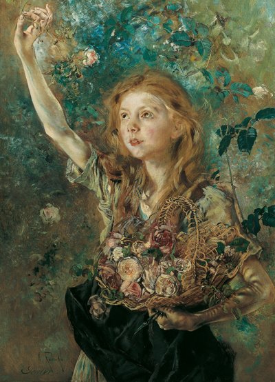 摘玫瑰的人》，约 1882-84 年（布面油画） 作者 安东·罗马科