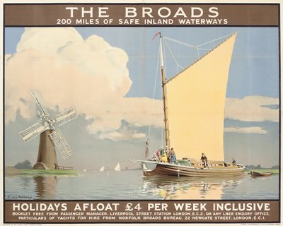 The Broads：海上假期"，广告海报（彩色石版画） 作者 安东·范·安鲁伊