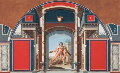 一个罗马房子的壁画以别墅Negroni为基础的在罗马，酒醉大力神。 1781 作者 安东·冯·马龙