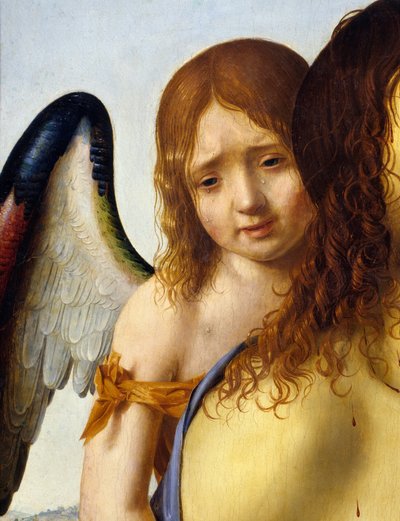 安东内洛·达·墨西拿 (1430-1479) 1476-1479 年画的“天使支持的死基督”细节。 0,74x0,51 m 马德里，普拉多博物馆。 作者 安东内洛·达·墨西拿