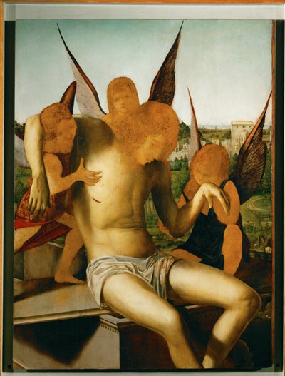 与三位天使的圣母像》，约 1475 年（木板油画） 作者 安东内洛·达·墨西拿