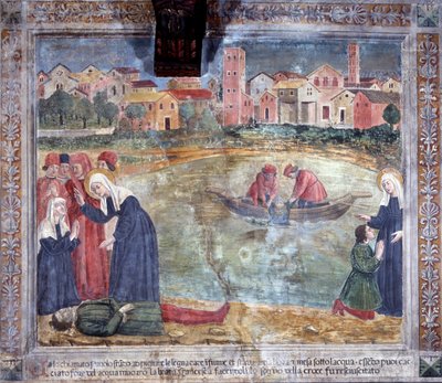 Life of St. Francesca Romana : A man is risen by the saint after being drowned in the Tiber (Fresco 作者 罗马安东尼奥