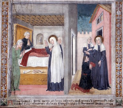 Life of St. Francesca Romana : The saint heals a man who lost his leg (Fresco 作者 罗马安东尼奥