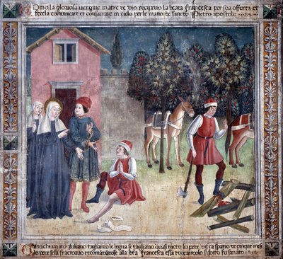 Life of St. Francesca Romana : The saint heals a man with the wounded foot (Fresco 作者 罗马安东尼奥