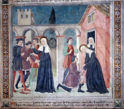 Life of St. Francesca Romana : The saint heals a wounded man (Fresco 作者 罗马安东尼奥