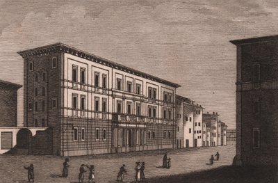 意大利托斯卡纳皮斯托亚圣公会宫殿景观，安东尼奥·摩根（Antonio Morghen，1788-1853 年）铜版画，约 13x9.5 厘米 作者 安东尼奥 (1788 1853) 摩根