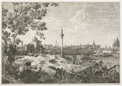 一个城市的全景河的。 作者 乔瓦尼·安东尼奥运河（Canaletto）
