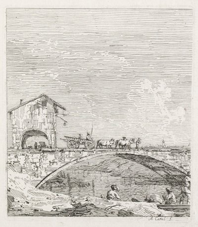 风景：一辆马车越过一座桥，1735-1746年。 作者 乔瓦尼·安东尼奥运河（Canaletto）