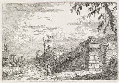 视图：两座被破坏的柱子，1735-1746年。 作者 乔瓦尼·安东尼奥运河（Canaletto）