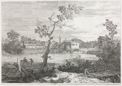 景色：布拉诺（Burano）的景色，威尼斯泻湖上一个岛上的小镇，1735-1746年。 作者 乔瓦尼·安东尼奥运河（Canaletto）