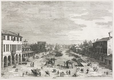 风景：威尼斯省的一个小镇麦斯特（Mestre）风景，1735-1746年。 作者 乔瓦尼·安东尼奥运河（Canaletto）
