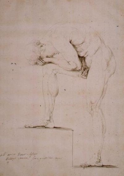 男性裸体哭泣（纸上铅笔画 作者 安东尼奥·卡诺瓦