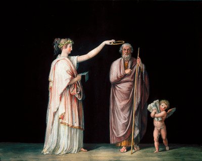 缪斯卡利奥佩和荷马。 安东尼奥·卡诺瓦（Antonio Canova，1757-1822 年）的蛋彩画，约 1798 年。 作者 安东尼奥·卡诺瓦
