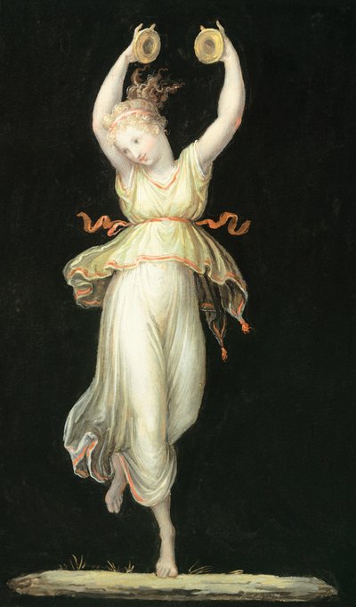 演奏响板的女人 安东尼奥·卡诺瓦 (1757-1822)，蛋彩画 作者 安东尼奥·卡诺瓦