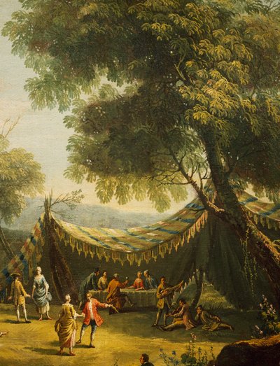 安东尼奥-迪扎尼（1737-1797）的《春天》中的帐篷和现场音乐，细节，布面油画，74x92厘米，意大利 作者 安东尼奥·迪齐亚尼（Antonio Diziani）