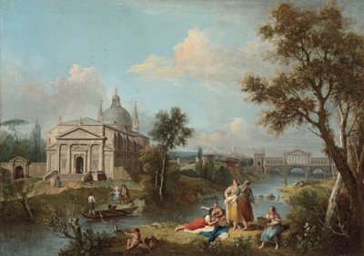 意大利式河流景观（布面油画） 作者 Antonio & F. Zuccarelli (1702 88) 维森蒂尼