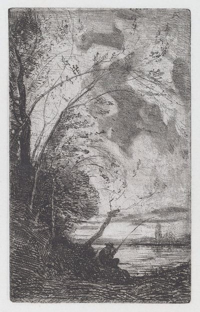 湖边的渔夫 [Fisherman on the Lakeshore] 作者 安东尼奥·丰塔内西