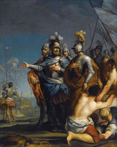 安东尼奥-吉奥尼玛（1697-1732）的《圣路易出发去十字军》--铜板油画，45x35.8 --私人收藏 作者 安东尼奥·吉奥尼玛