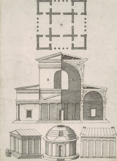 古代寺庙和圆形大厅（五种设计） 作者 安东尼奥·拉弗里里（Antonio Lafreri）