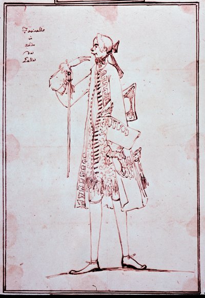卡罗·布罗斯基的肖像称为 Farinelli (1705-1782) 意大利阉人 (castrat) 卡通，安东·玛丽亚·萨内蒂 (1680-1767)。 18世纪。 私人收藏。 作者 安东尼奥·玛丽亚·扎内蒂