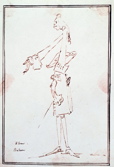 Filippo Balatri (1676-1756) 的肖像意大利阉人 (castrato) 漫画作者 Anton Maria Zanetti (1679Ð1767)。 18世纪私人收藏 作者 安东尼奥·玛丽亚·扎内蒂