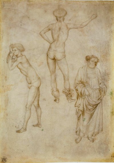 “男性人物和圣皮埃尔人物”（两个男性人物研究和圣彼得） Etude Dessin d