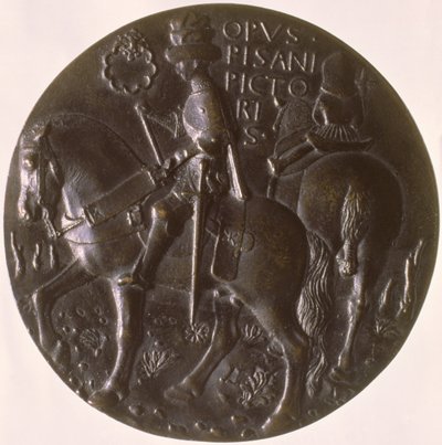 肖像奖章，反向描绘Gianfrancesco Gonzaga 13945-1444在一匹马上，1446-8青铜为正面看96843 作者 Antonio Pisanello