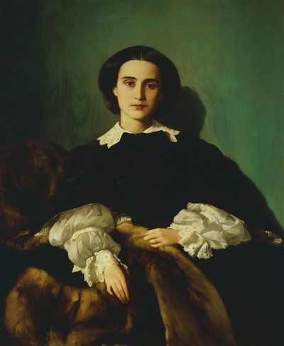 安东尼奥-普契内利（1822-1897）的贵族妇女莫罗基的肖像，约1858年，布面油画 作者 安东尼奥·普契内利