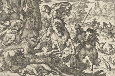 猎熊，出自《狩猎场景六》，1609年。 作者 安东尼奥·坦佩斯塔