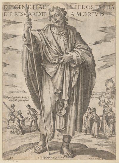神圣的托马斯
Descendit ad inferos tertia die resurrexit a mortuis（物上标题）
Christus, Maria en de apostelen（系列标题） 作者 尼古拉·范·阿尔斯特