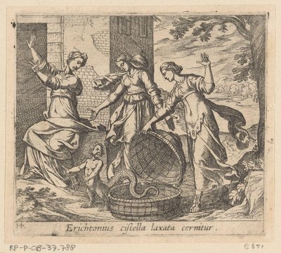 从篮子里放出来的 Erichthonius
Erichtonius cistella laxata cernitur（物体上的标题）
变形记》（丛书名）
奥维德变形记》（丛书名） 作者 彼得·德·乔德 (I)
