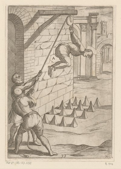 酷刑：掉在尖锐的地方
基督教殉教者遭受的酷刑（系列标题）
Varia tormentorum et supplicioru crudelium（......）（系列标题） 作者 安东尼奥·坦佩斯塔