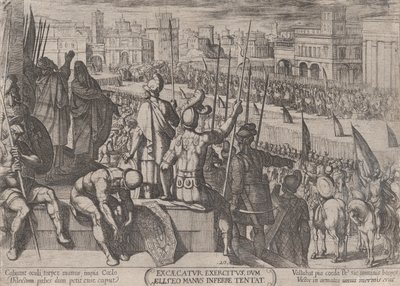 图版20：以利沙将失明的叙利亚军队带到以色列国王面前，来自......，约1590-约1610。 作者 安东尼奥·坦佩斯塔