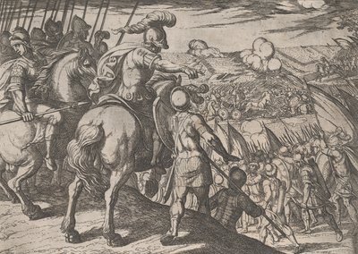 图版5：亚历山大指挥战斗，摘自《亚历山大大帝的事迹》，1608年、 作者 安东尼奥·坦佩斯塔