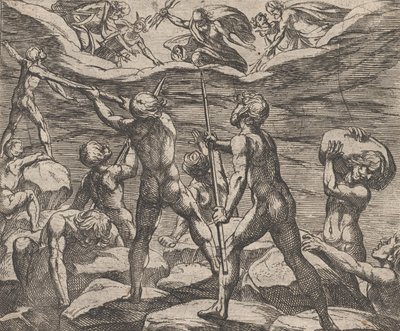 图版6：试图冲进奥林匹斯山的巨人Gigantomachia，出自奥维德的《变形记》，1606年。 作者 安东尼奥·坦佩斯塔