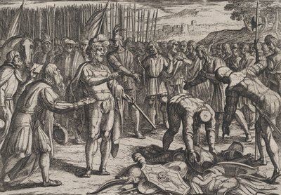 图版7：德国特使访问Civilis，摘自《罗马人对巴达维亚人的战争》，1611年。 作者 安东尼奥·坦佩斯塔