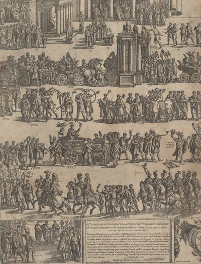 罗马皇帝左侧的凯旋图，1603年。 作者 安东尼奥·坦佩斯塔