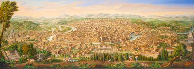 从 Janiculum 山欣赏罗马全景 作者 安东尼奥·特斯塔