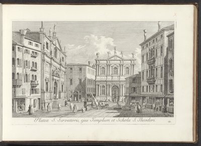 威尼斯圣萨尔瓦多坎波景观
Platea S. Servatoris, ejus Templum et Schola S. Theodori（物体上的标题）
威尼斯建筑和广场景观（系列标题）
Urbis Venetiarum prospectus celebriores, ex Antonii Canal tabulis XXXVIII aere 作者 卡纳莱托