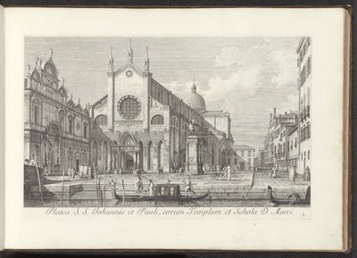 威尼斯圣乔凡尼和保罗教堂景观
Platea S. S. Johannis et Pauli, eorum Templum et Schola D. Marci（物上标题）
威尼斯的建筑和广场景观（系列标题）
前安东尼-坎的威尼斯名胜远景图 作者 卡纳莱托