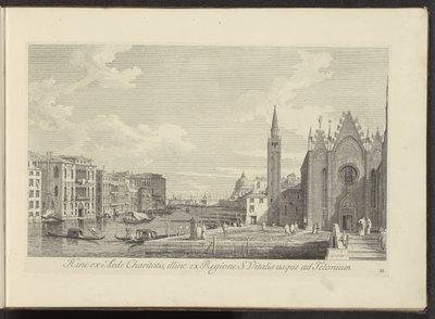 Gezicht op het Canal Grande en de Chiesa di Santa Maria della Carità te Venetië
Hinc ex aede Charitatis, illinc ex Regione S. Vitalis usque ad Telonium （物上标题）
Urbis Venetiarum prospectus celebriores, ex Antonii Canal tabulis XXXVIII aere expre 作者 卡纳莱托