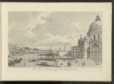 Gezicht op het Canal Grande en de Santa Maria della Salute te Venetië
Ex Aede Salutis, usque ad Caput Canalis（物上标题）
Urbis Venetiarum prospectus celebriores, ex Antonii Canal tabulis XXXVIII aere expressi ab Antonio Vissentini in partes tres d. 作者 卡纳莱托
